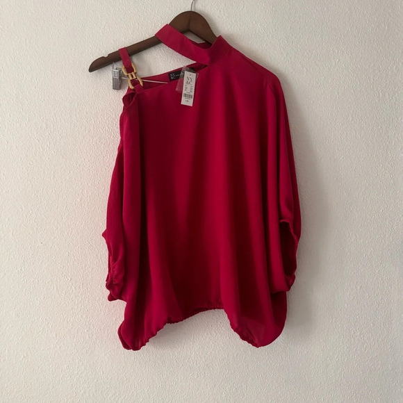 New York Company Cold Shoulder Fuchsia Top Blouse NEW L/XL Trendy Feminine - Picture 15 of 15